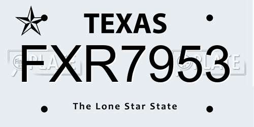 FXR7953 Texas License Plate