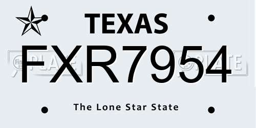 FXR7954 Texas License Plate