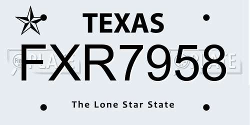 FXR7958 Texas License Plate