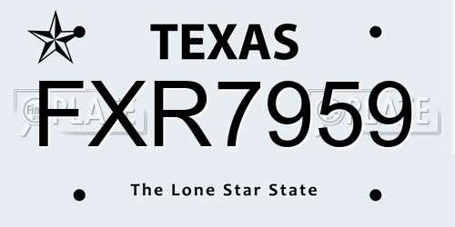 FXR7959 Texas License Plate
