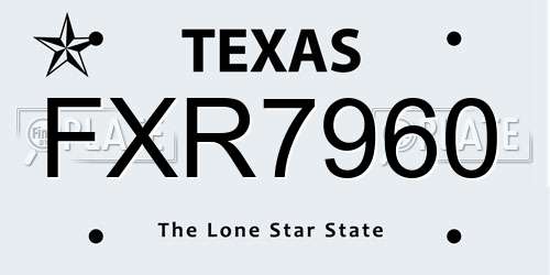 FXR7960 Texas License Plate