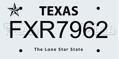 FXR7962 Texas License Plate