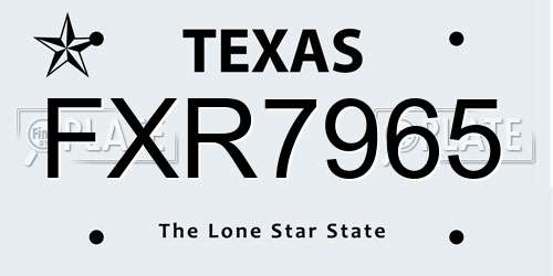 FXR7965 Texas License Plate