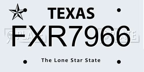 FXR7966 Texas License Plate
