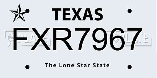 FXR7967 Texas License Plate