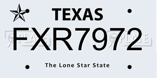 FXR7972 Texas License Plate