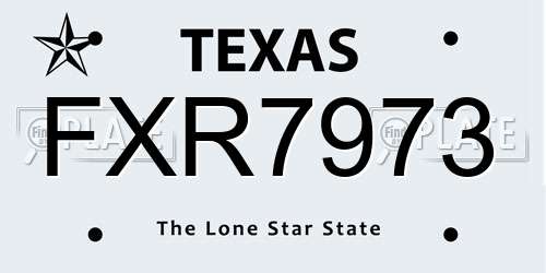 FXR7973 Texas License Plate