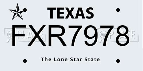 FXR7978 Texas License Plate