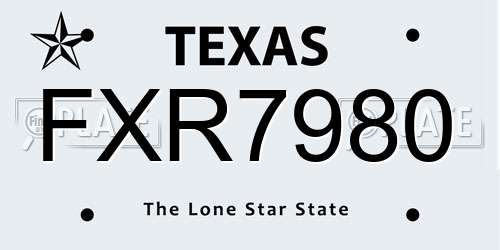 FXR7980 Texas License Plate