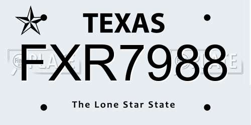 FXR7988 Texas License Plate
