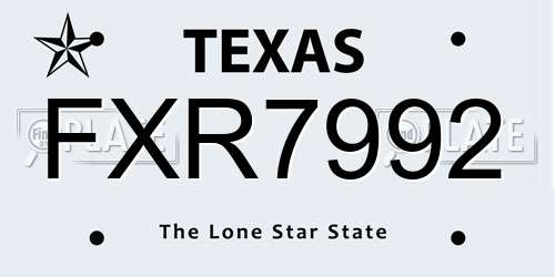 FXR7992 Texas License Plate