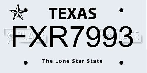 FXR7993 Texas License Plate