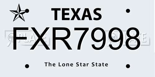 FXR7998 Texas License Plate