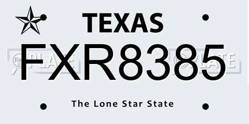 FXR8385 Texas License Plate
