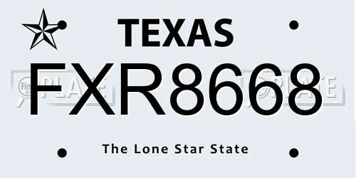 FXR8668 Texas License Plate