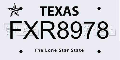 FXR8978 Texas License Plate