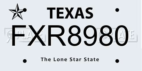 FXR8980 Texas License Plate