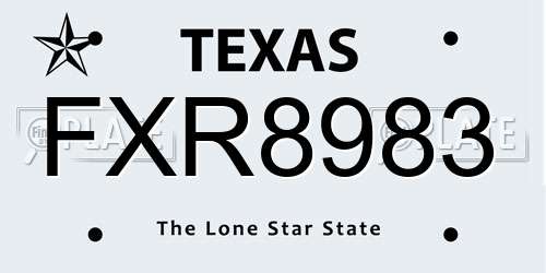 FXR8983 Texas License Plate