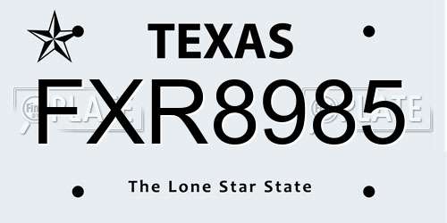 FXR8985 Texas License Plate