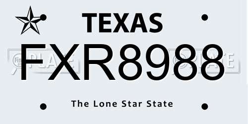 FXR8988 Texas License Plate