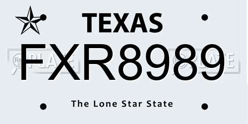 FXR8989 Texas License Plate