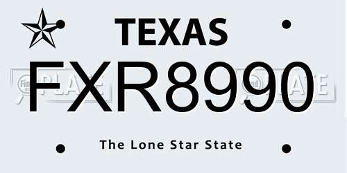FXR8990 Texas License Plate