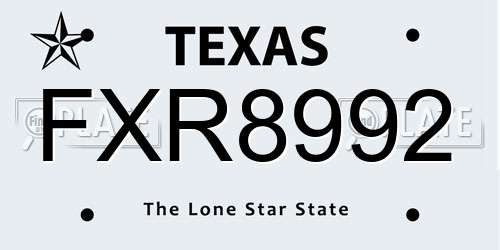 FXR8992 Texas License Plate