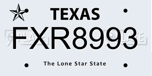 FXR8993 Texas License Plate