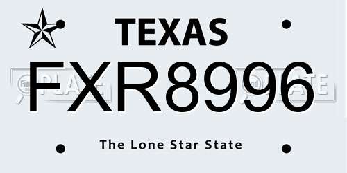FXR8996 Texas License Plate