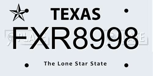 FXR8998 Texas License Plate