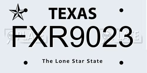 FXR9023 Texas License Plate
