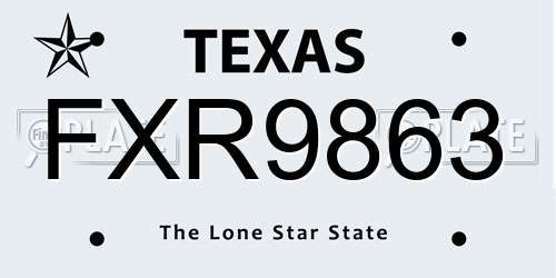 FXR9863 Texas License Plate
