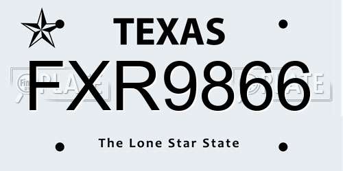FXR9866 Texas License Plate