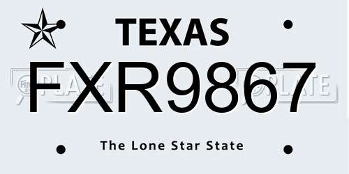 FXR9867 Texas License Plate
