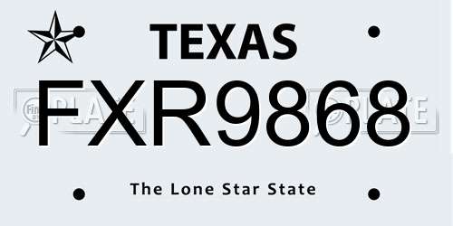 FXR9868 Texas License Plate