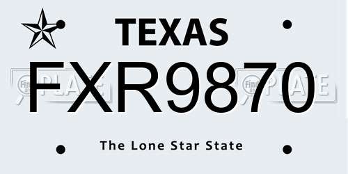 FXR9870 Texas License Plate