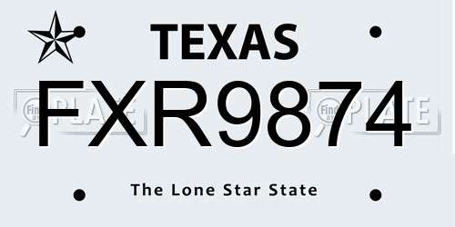 FXR9874 Texas License Plate