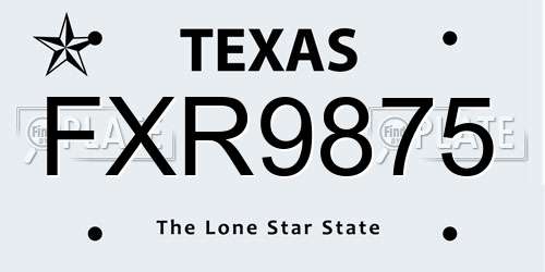 FXR9875 Texas License Plate