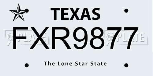 FXR9877 Texas License Plate