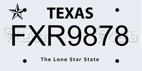 FXR9878 Texas License Plate