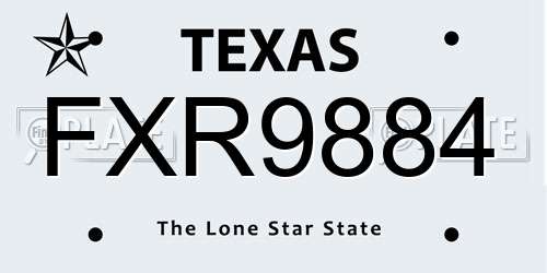 FXR9884 Texas License Plate