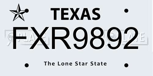 FXR9892 Texas License Plate
