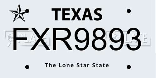 FXR9893 Texas License Plate