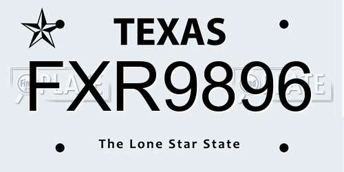 FXR9896 Texas License Plate