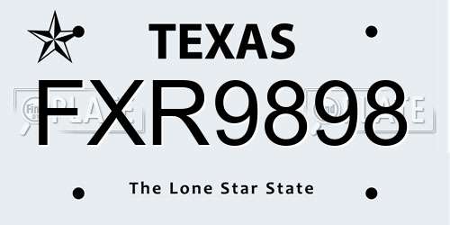 FXR9898 Texas License Plate