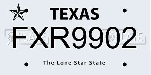 FXR9902 Texas License Plate