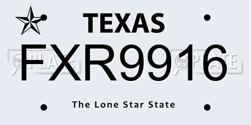 FXR9916 Texas License Plate