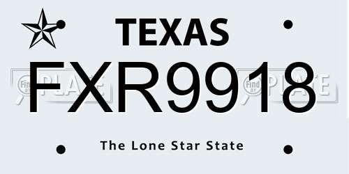 FXR9918 Texas License Plate
