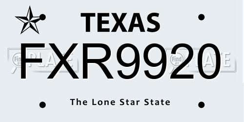 FXR9920 Texas License Plate