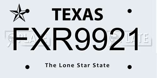 FXR9921 Texas License Plate
